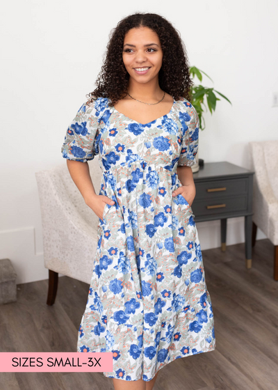 Blue floral dress