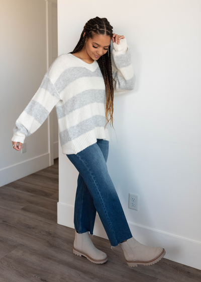 Grey stripe sweater