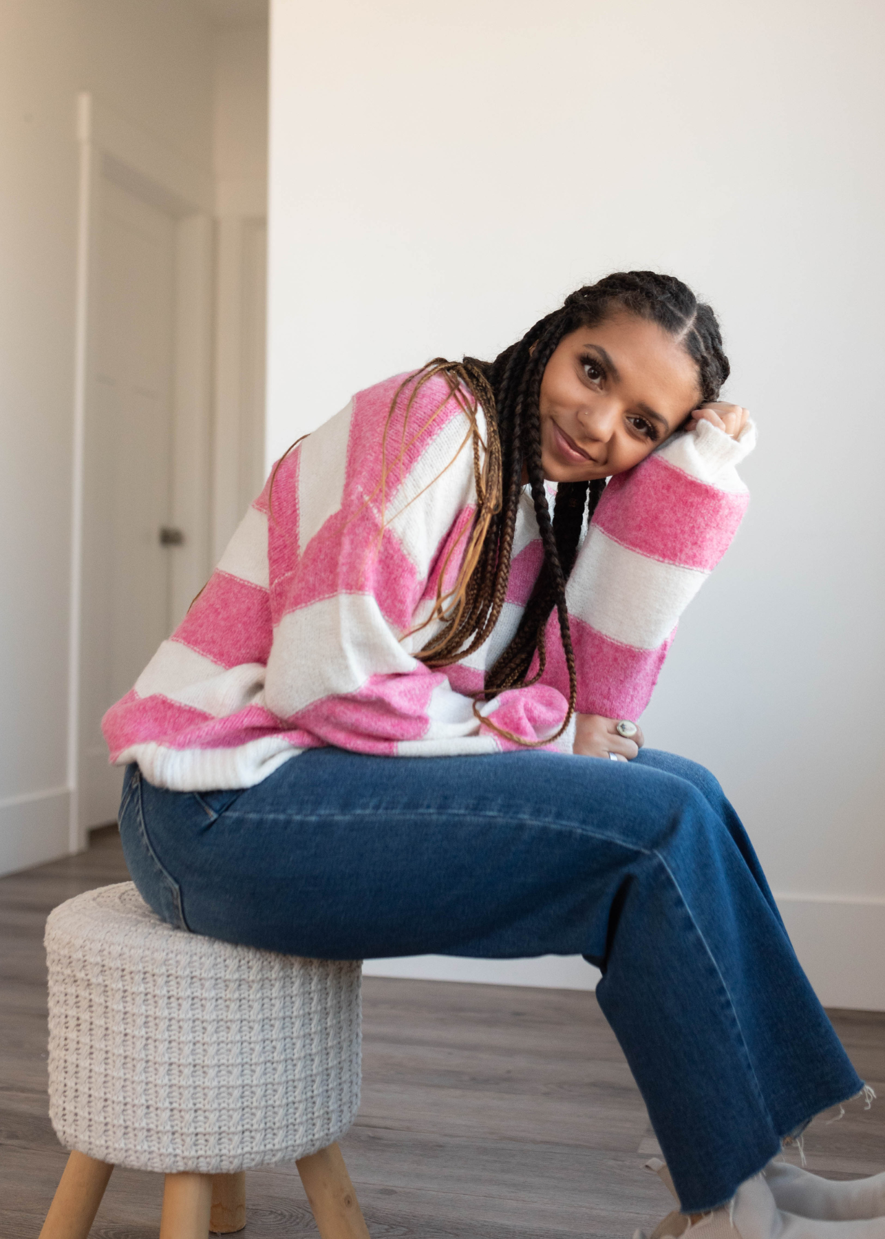 Pink stripe sweater