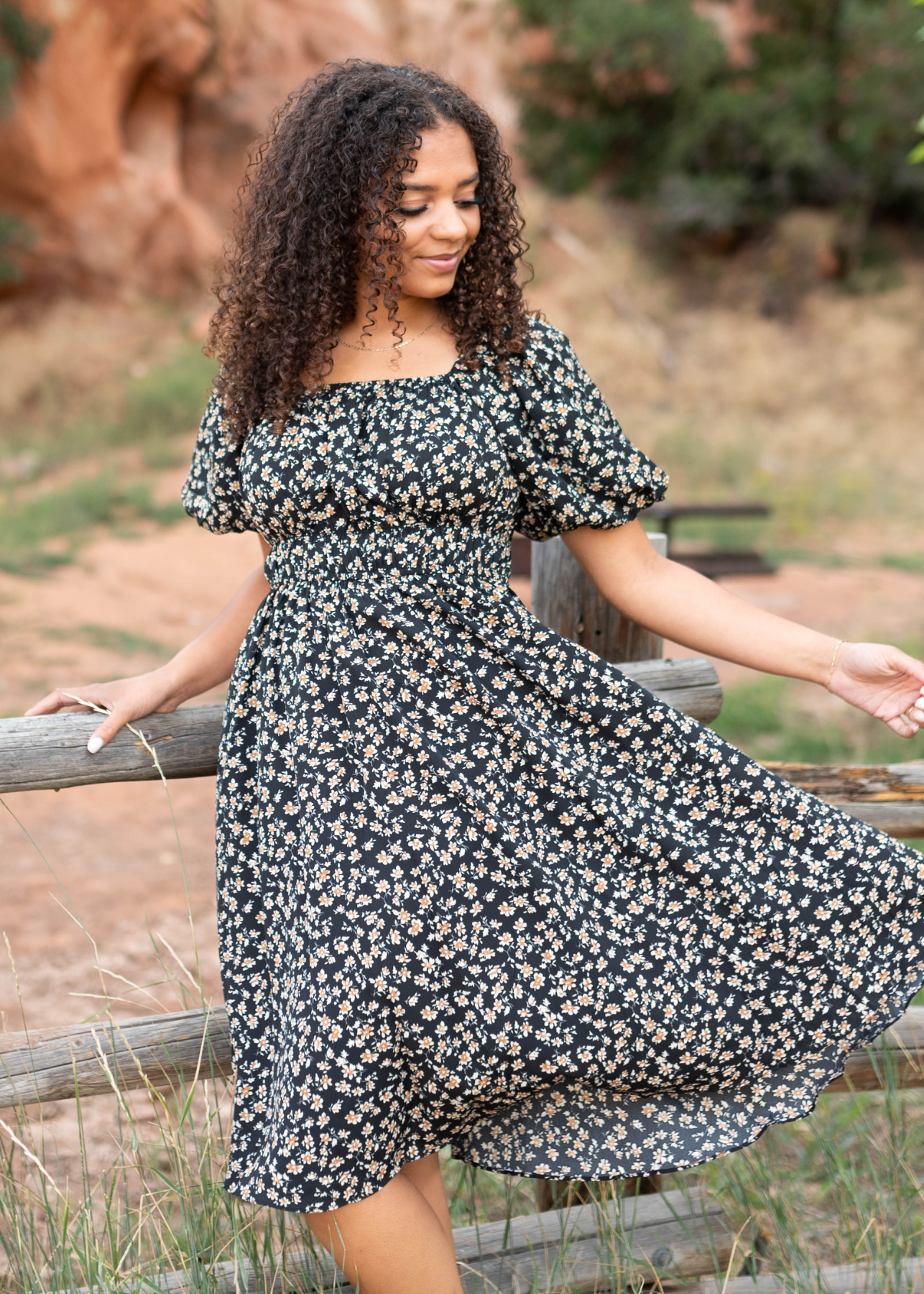 Black floral dress