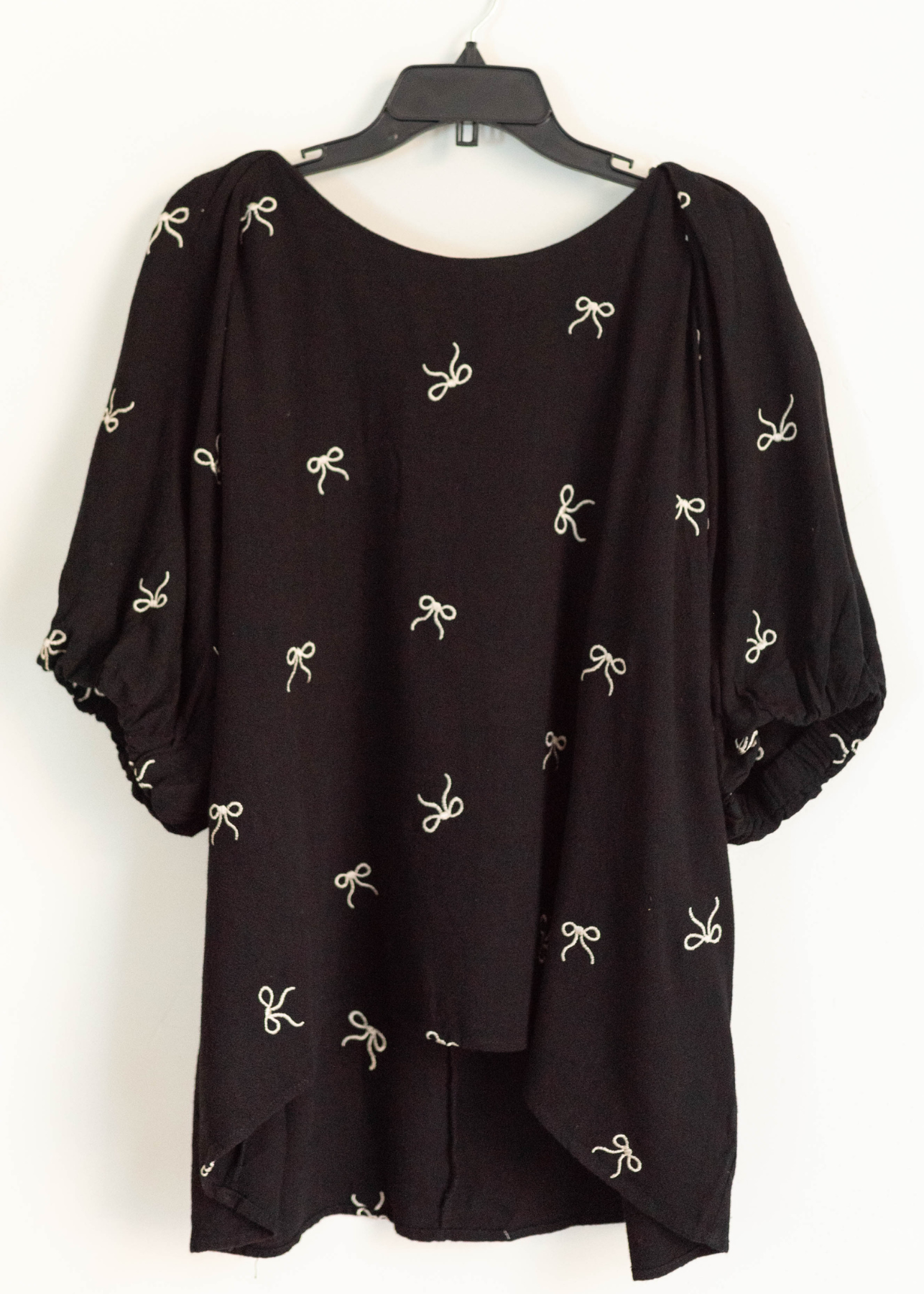 Ashley Black Embroidered Bow Top