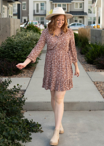 Brown floral dress