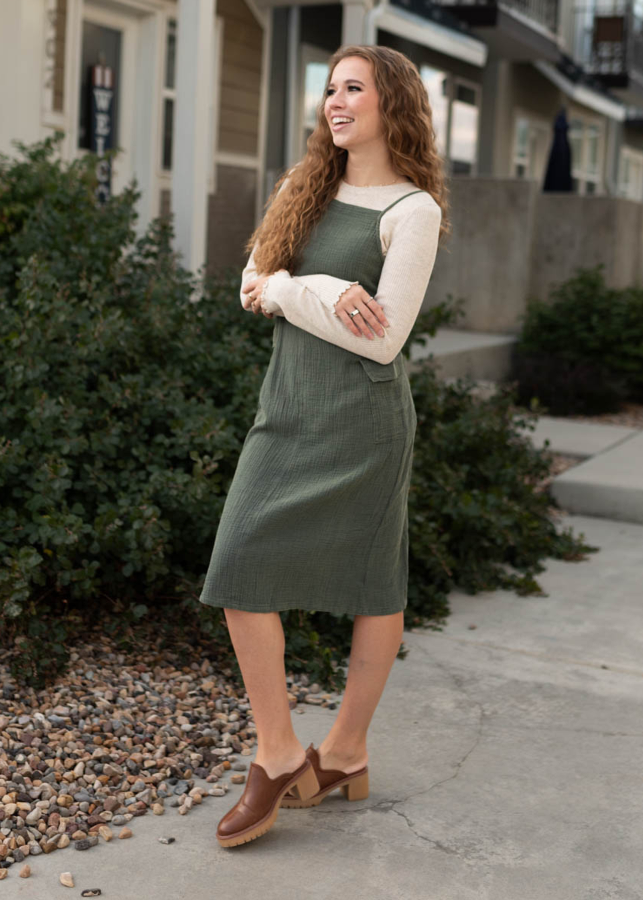 Dark olive dress