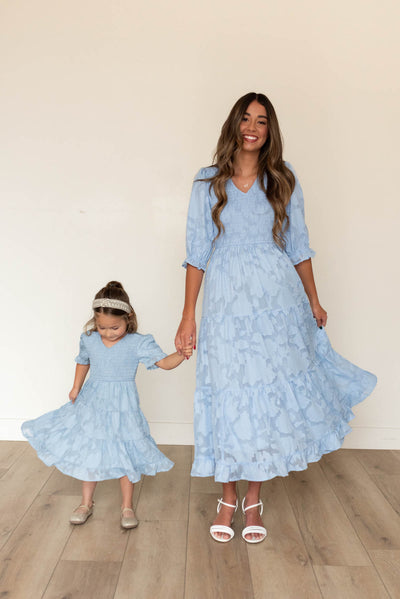 Audra Blue Floral Tiered Dress