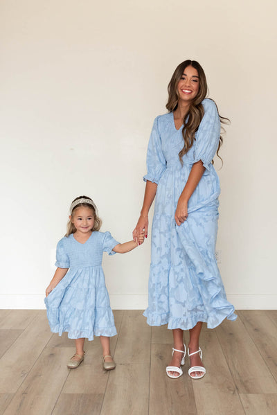 Audra Blue Floral Tiered Dress