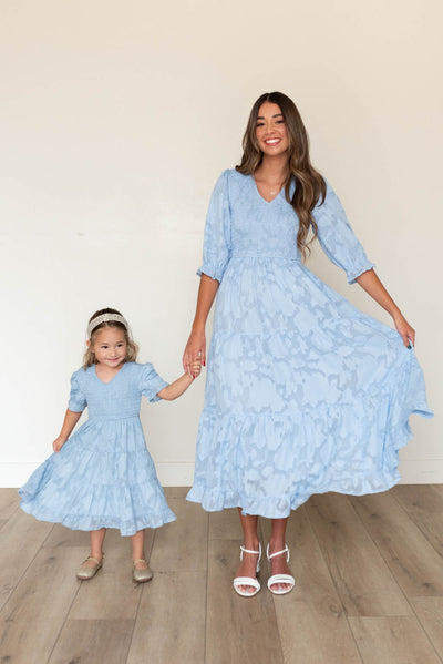 Audra Blue Floral Tiered Dress