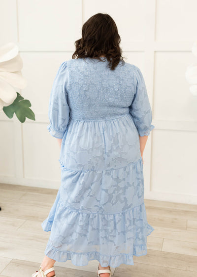 Audra Blue Floral Tiered Dress