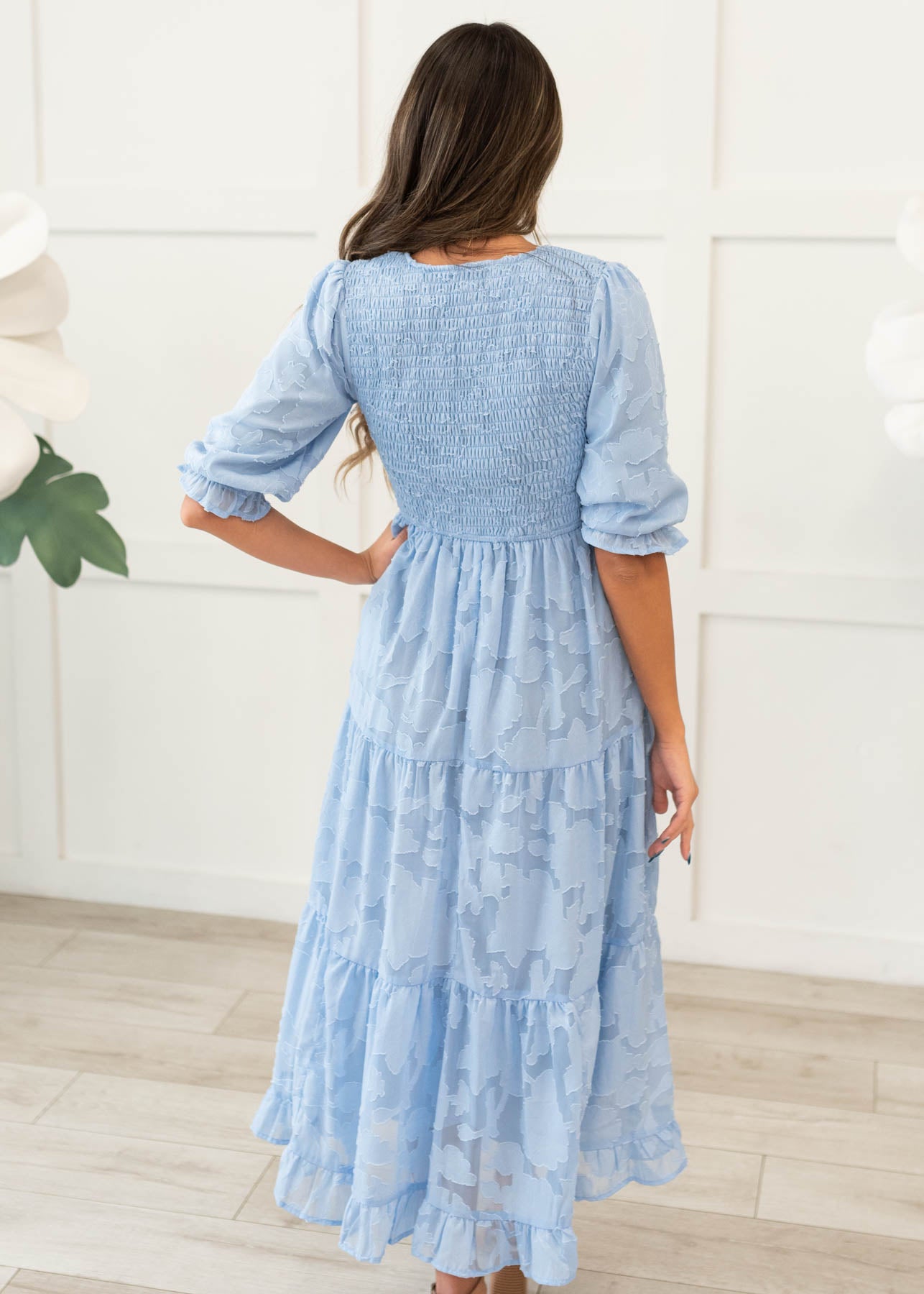 Audra Blue Floral Tiered Dress