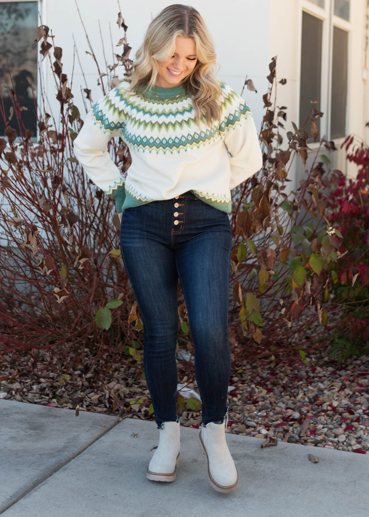 Cream pattern sweater