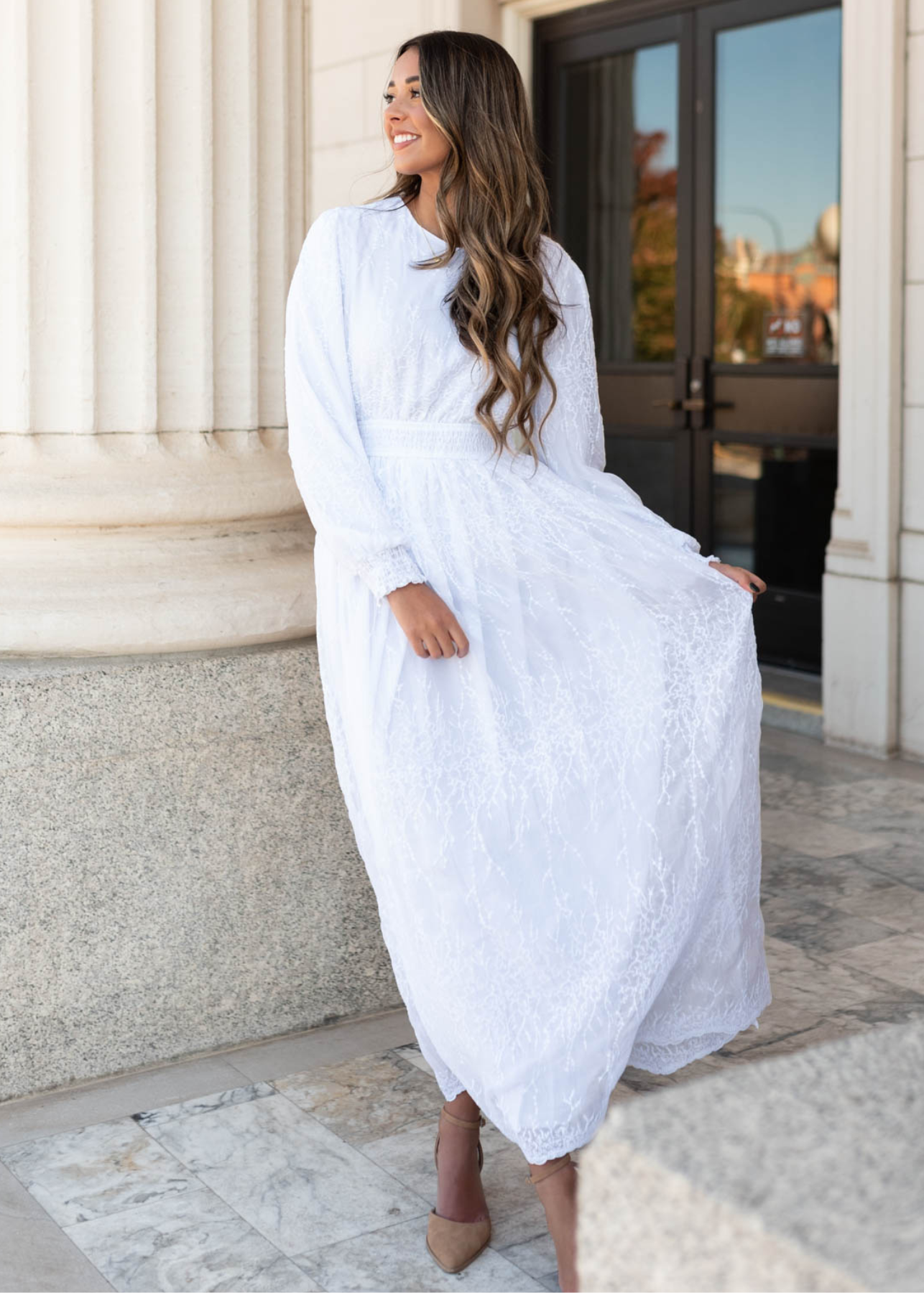 White embroidered maxi dress