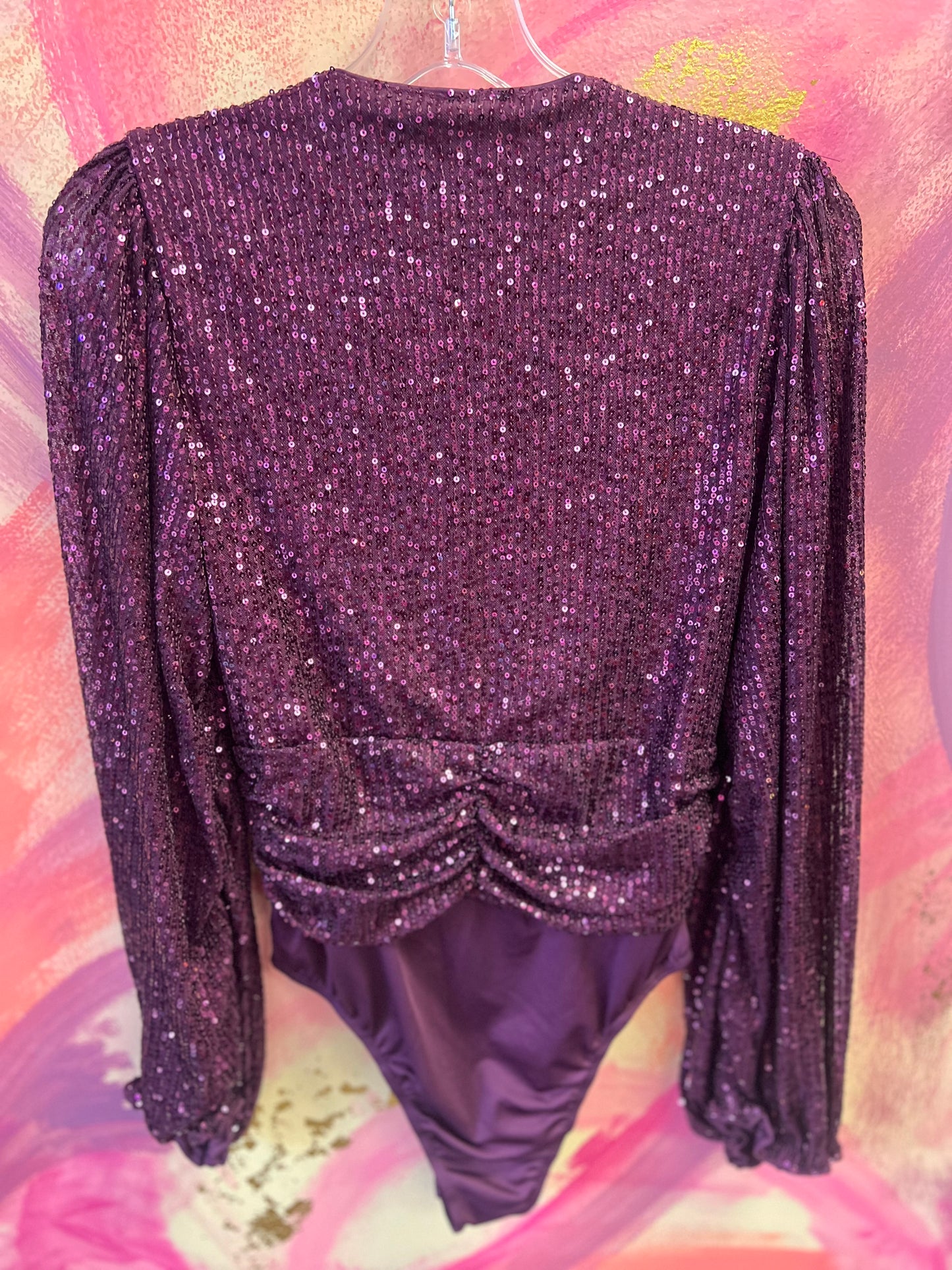 (MEDIUM) Blue Buttercup Sequin Bodysuit