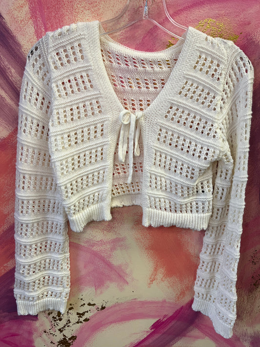 (Small) Cream Tie Sweater
