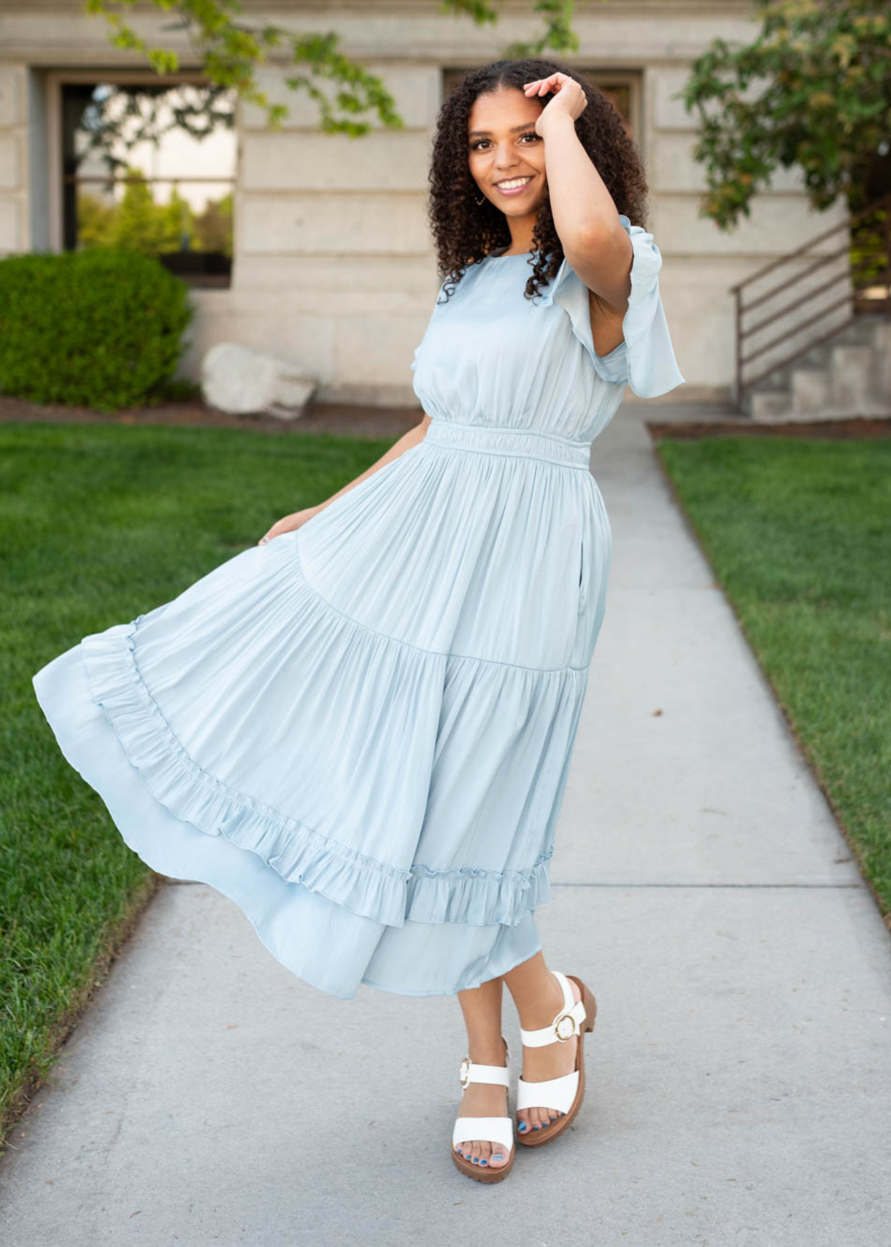 Light blue satin dress