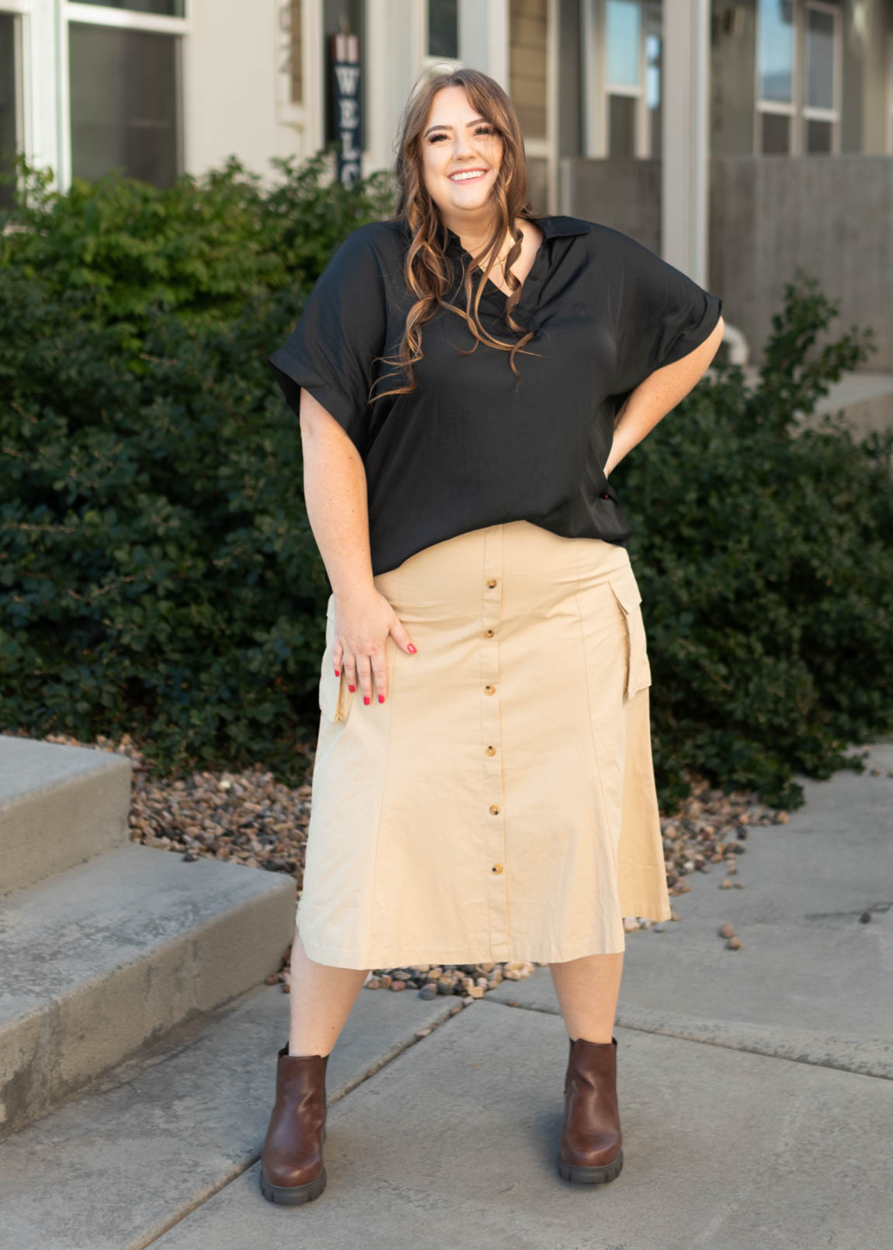 Plus size beige skirt