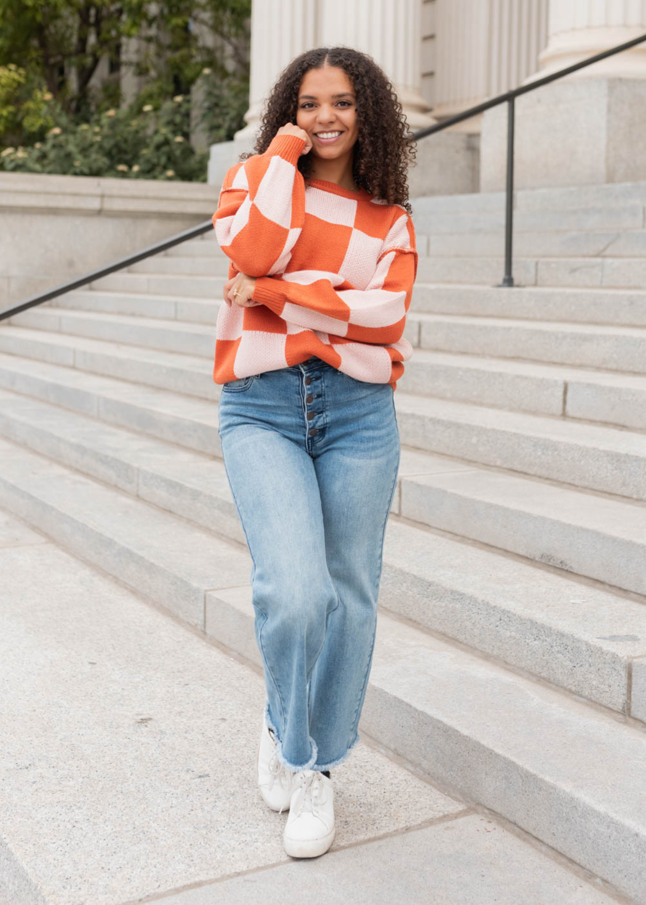 Calista Rust Checker Sweater