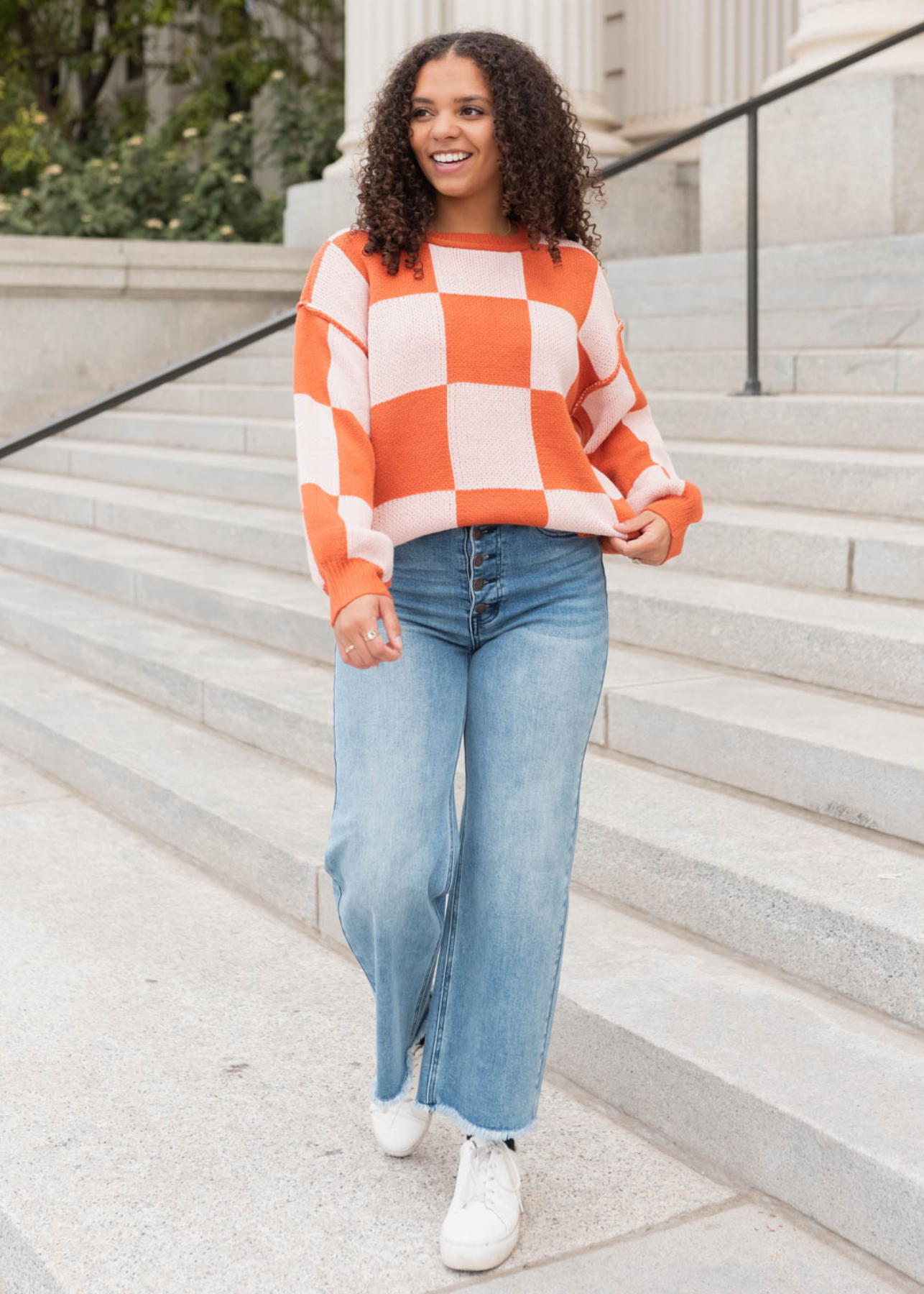 Calista Rust Checker Sweater