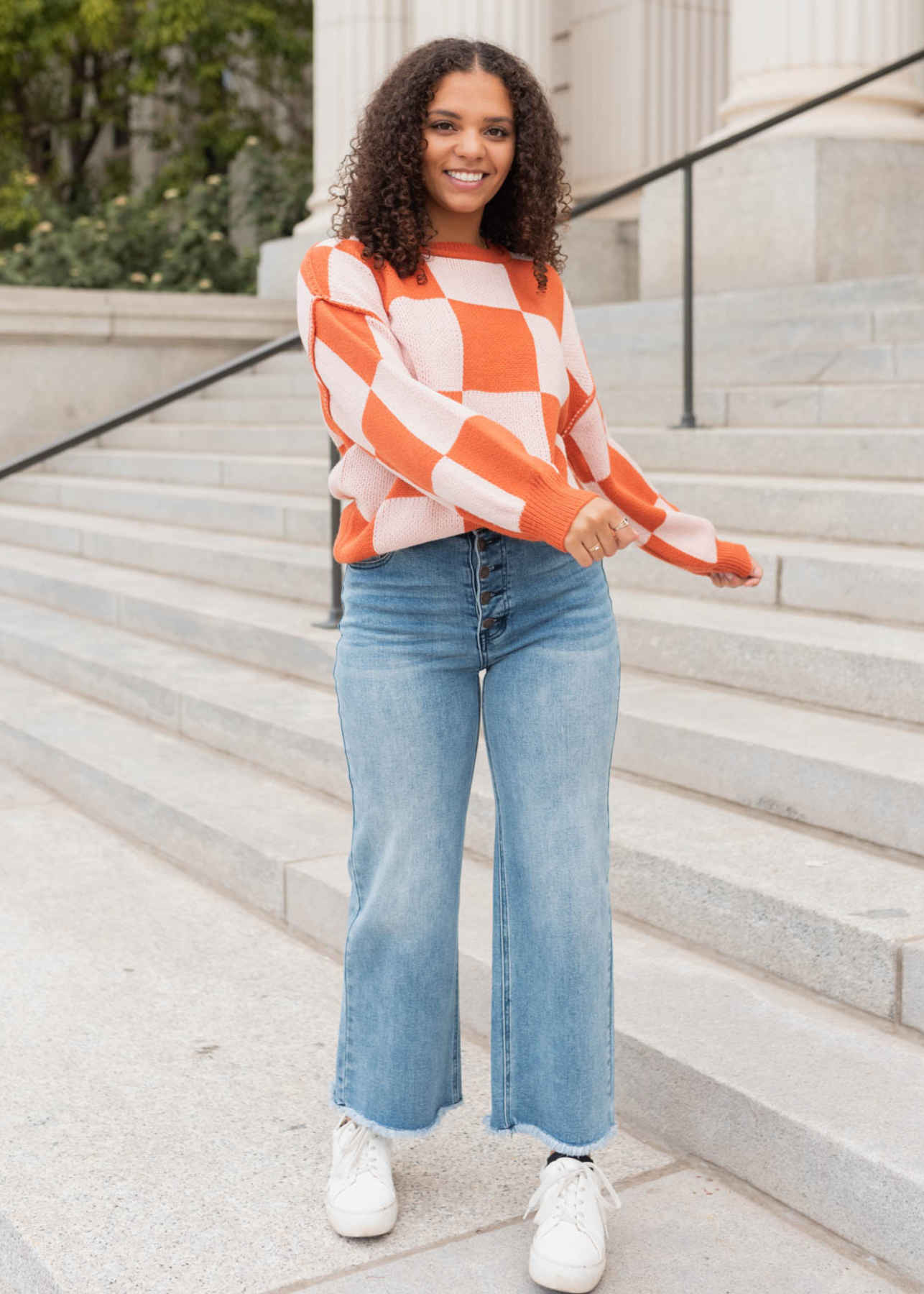 Calista Rust Checker Sweater