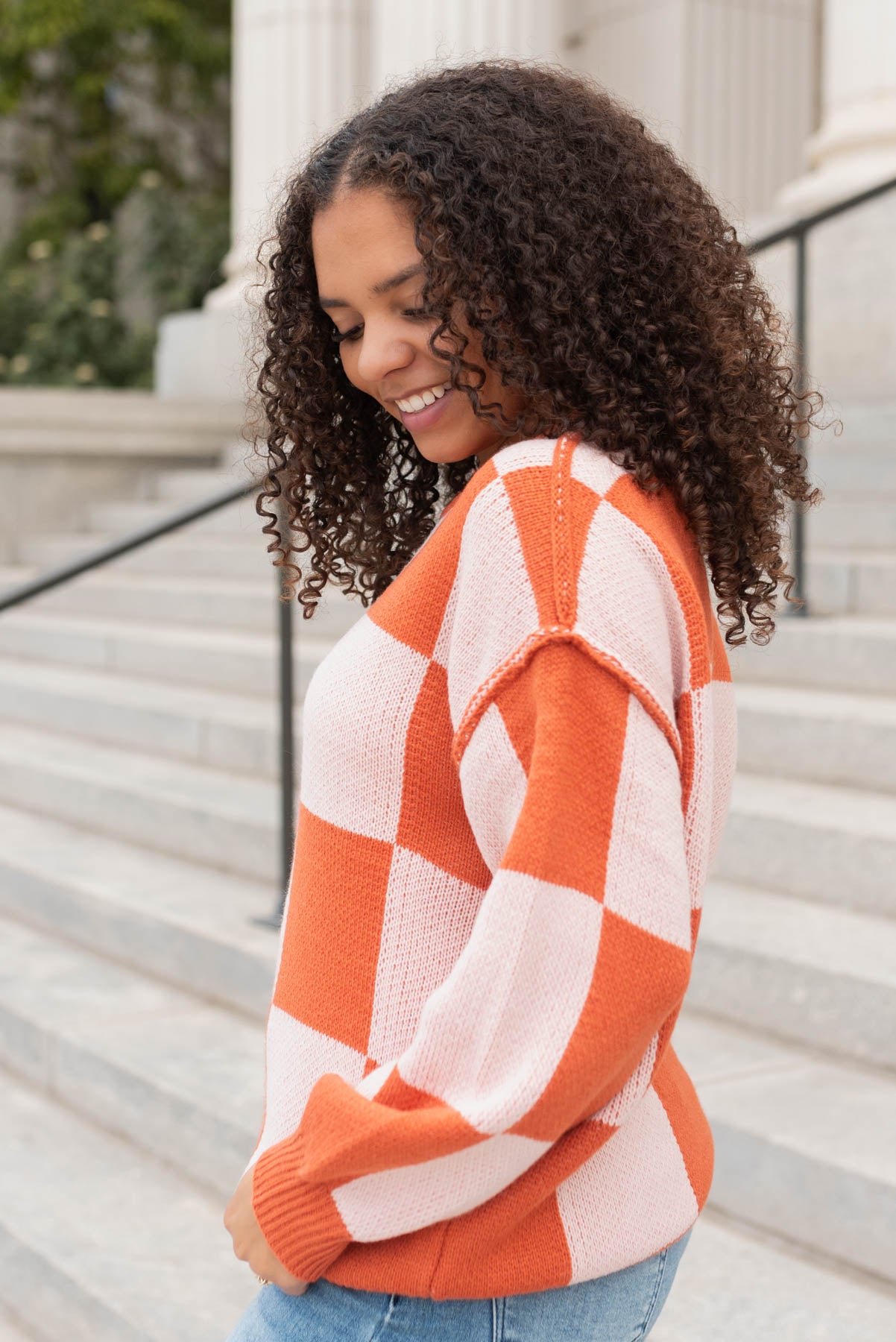 Calista Rust Checker Sweater