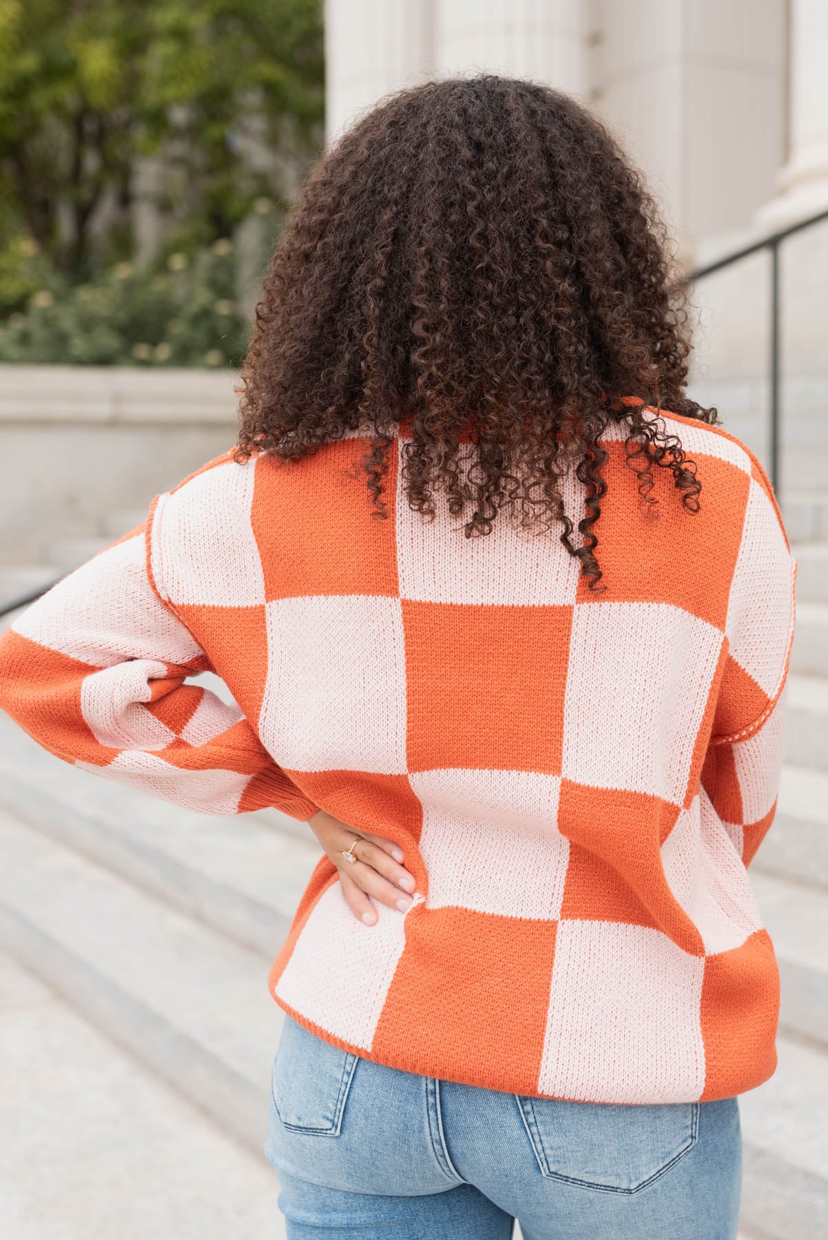 Calista Rust Checker Sweater