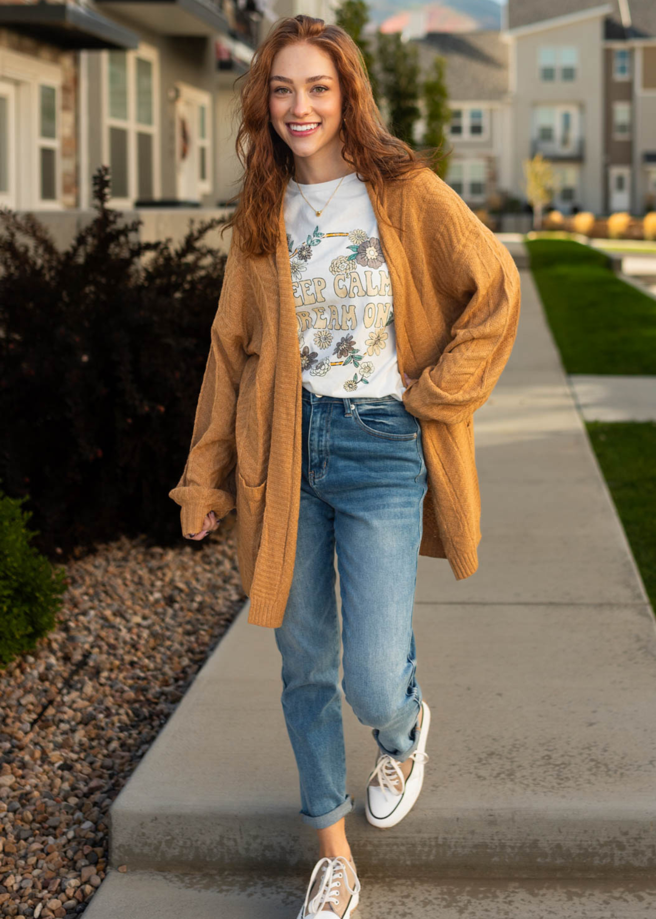 Long sleeve mustard cardigan with pockets