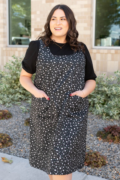 Knee length plus size black florla jumper dress