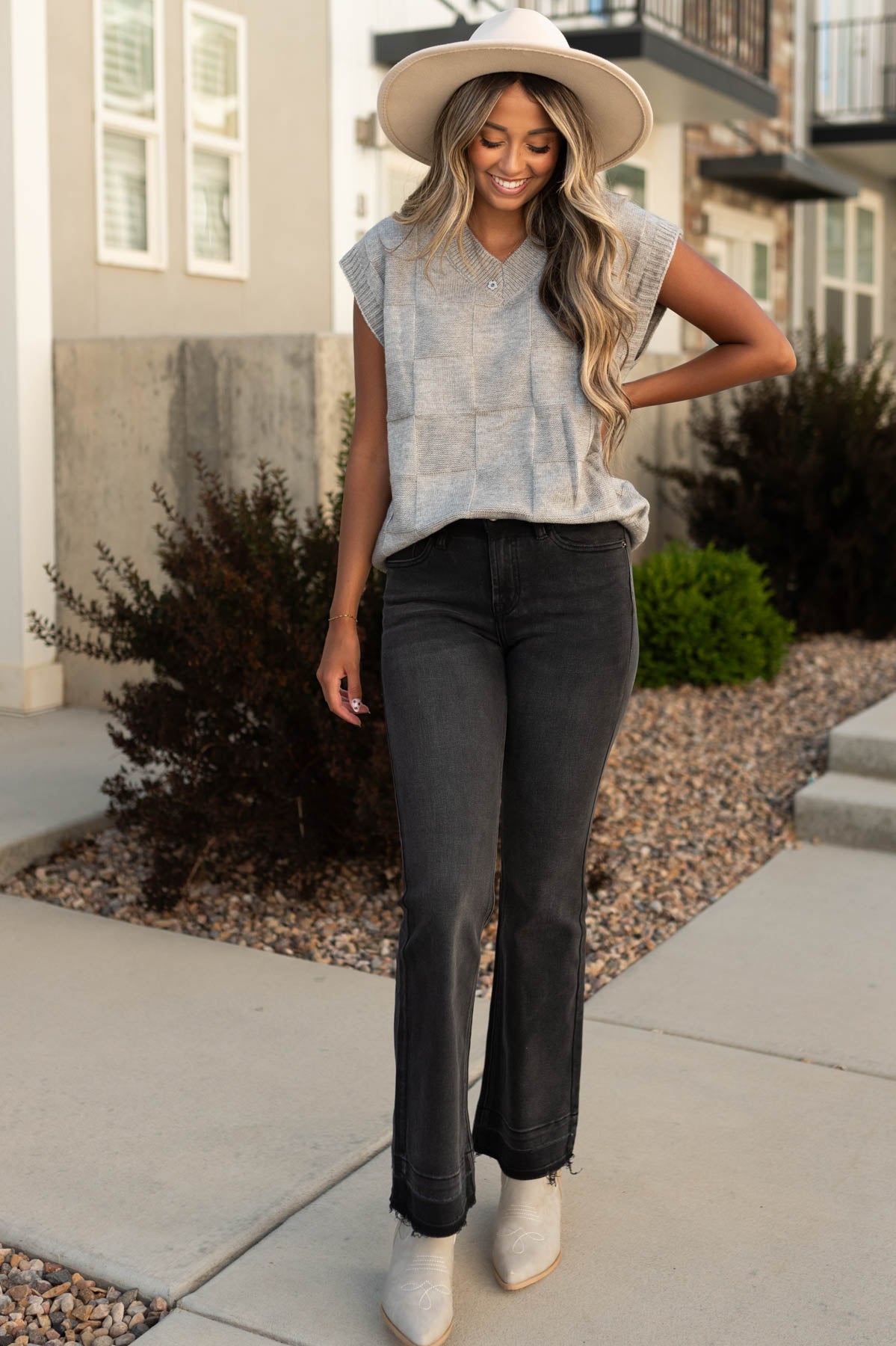 Grey sweater vest with v-neck