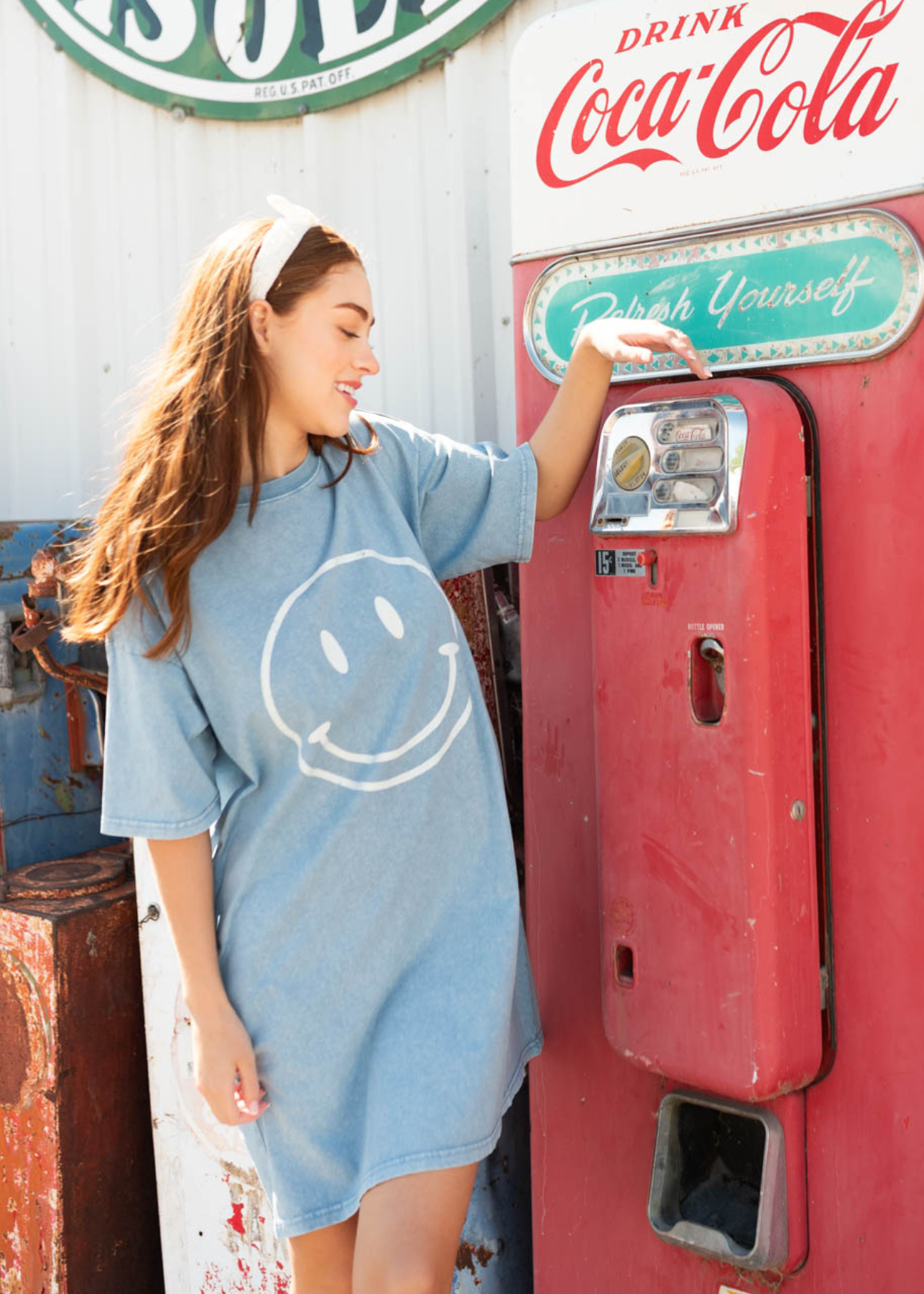 Blue smiley midi Dress