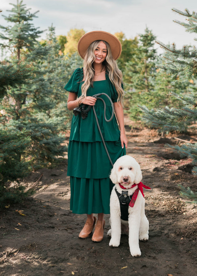 Green ruffle tiered dress