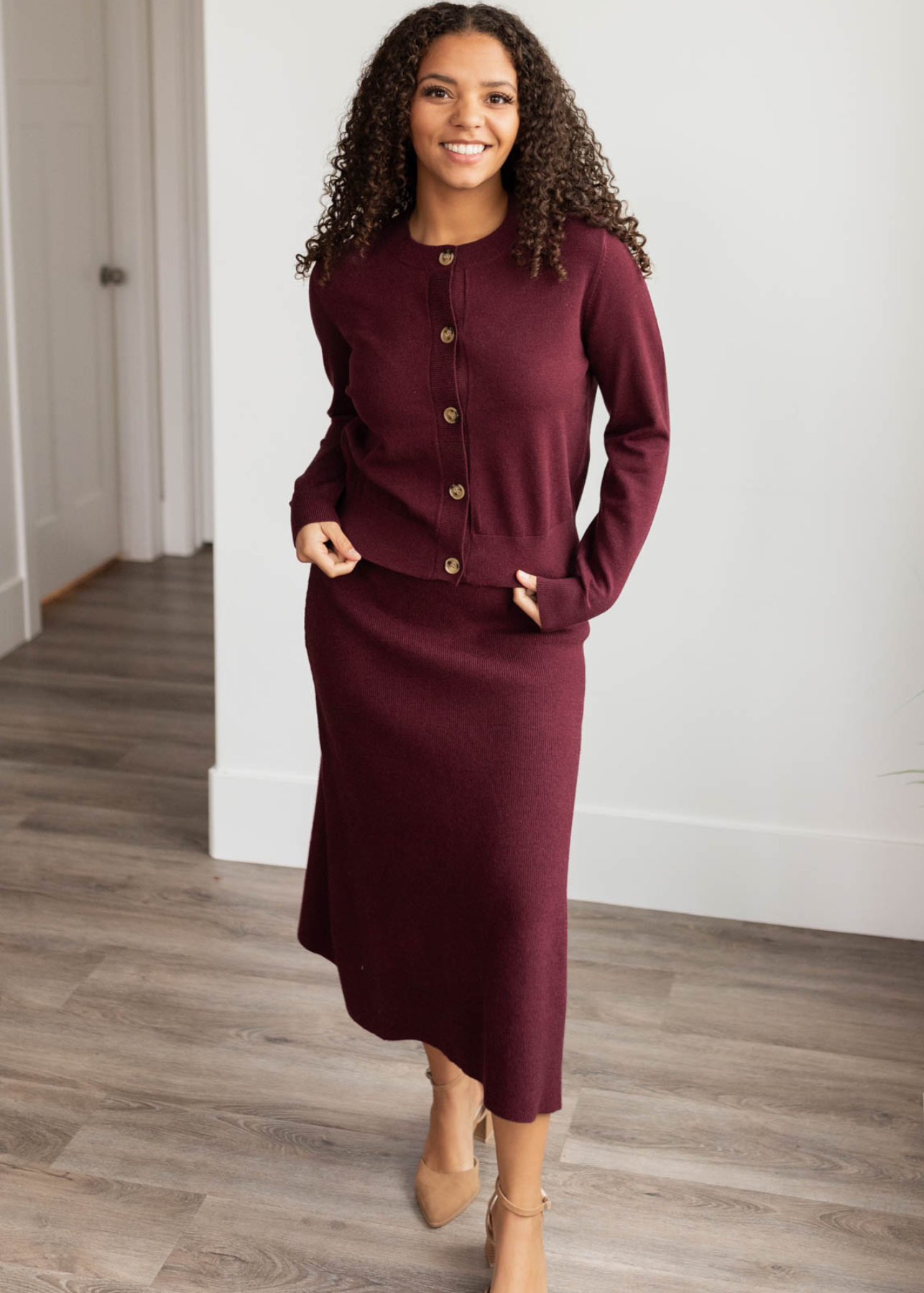 Clarissa Burgundy Knit Skirt