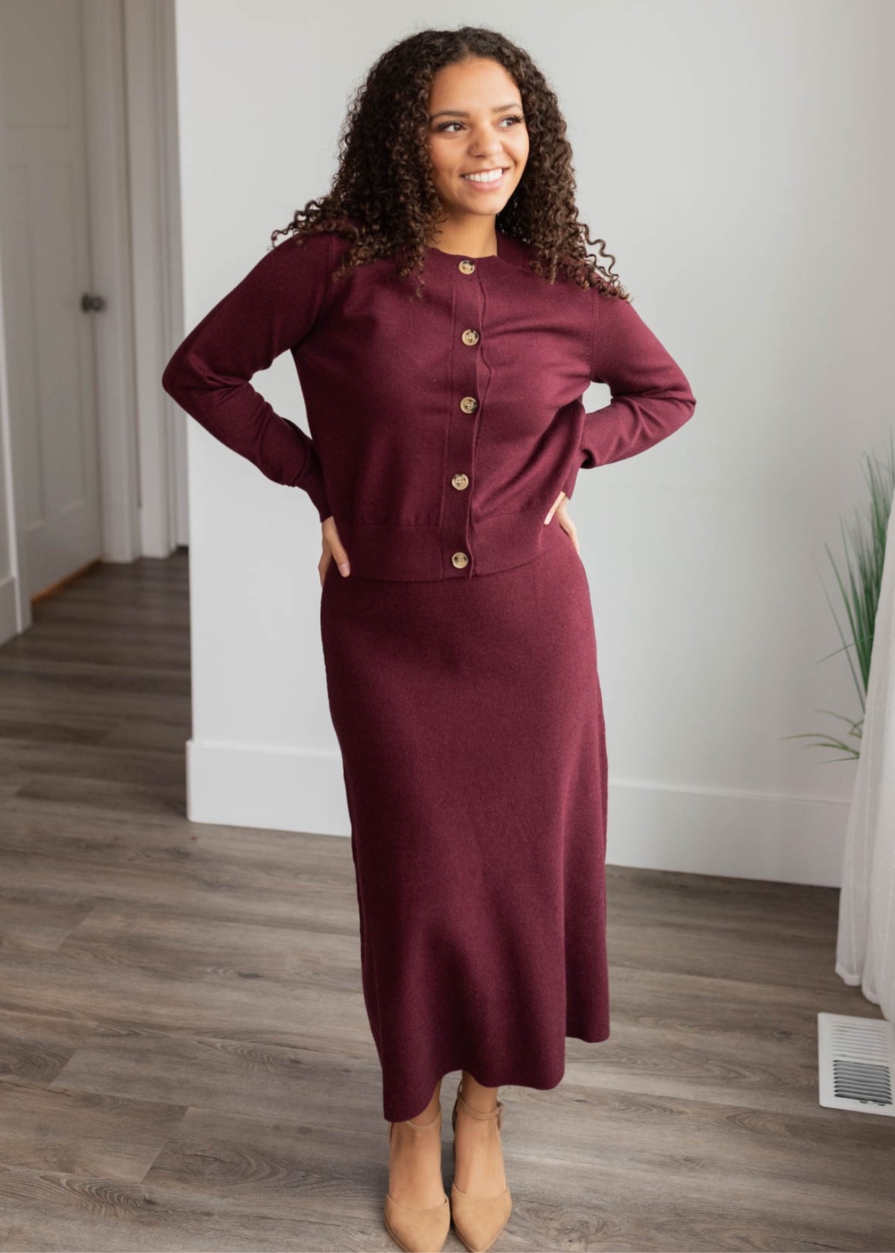 Clarissa Burgundy Knit Skirt