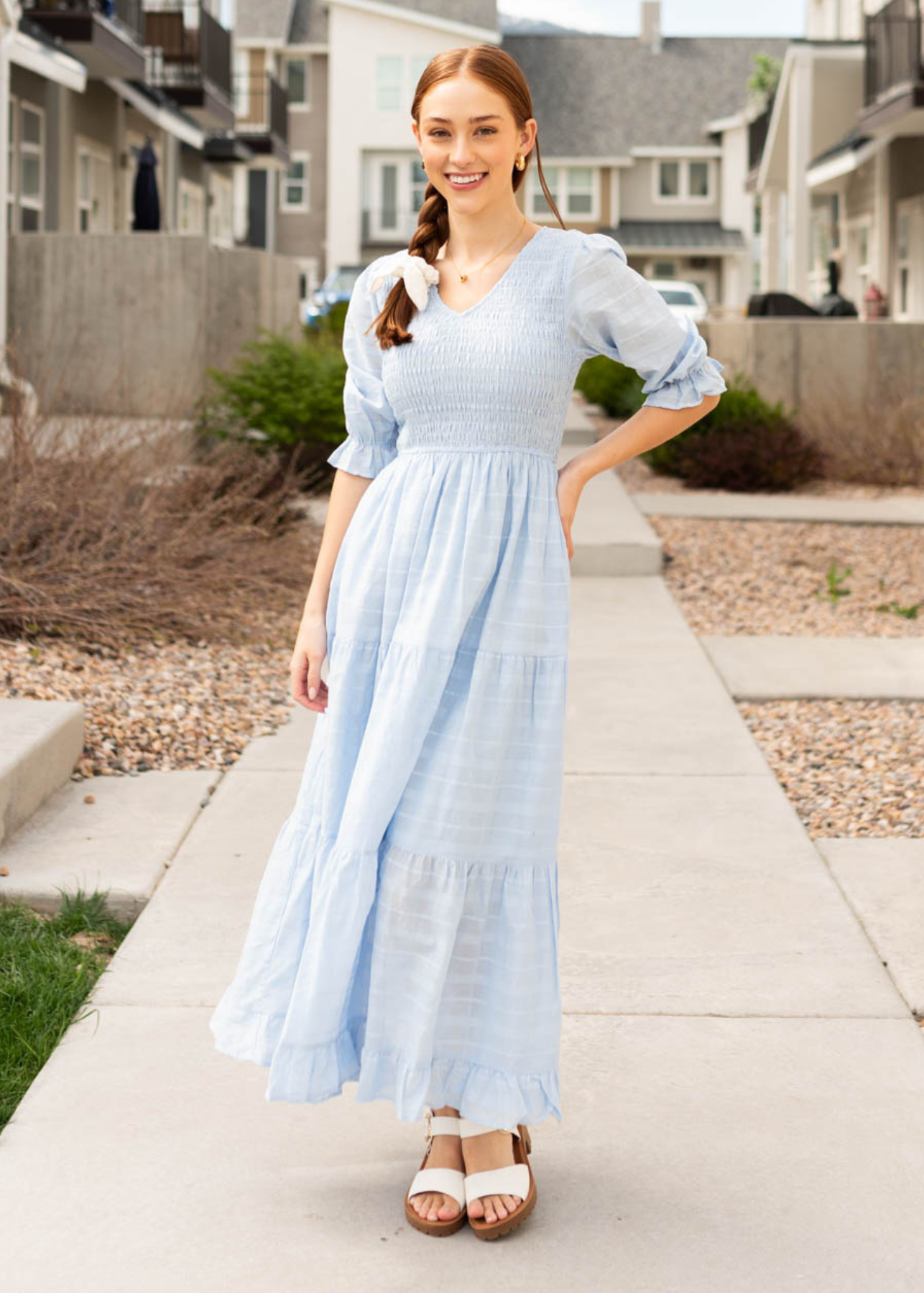 Sky blue maxi dress