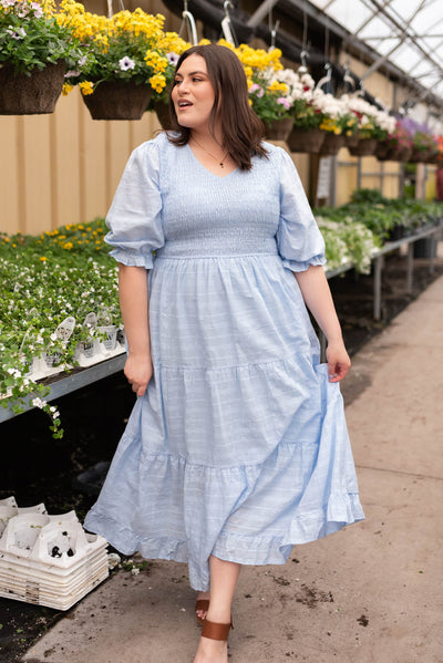 Plus size sky blue maxi dress