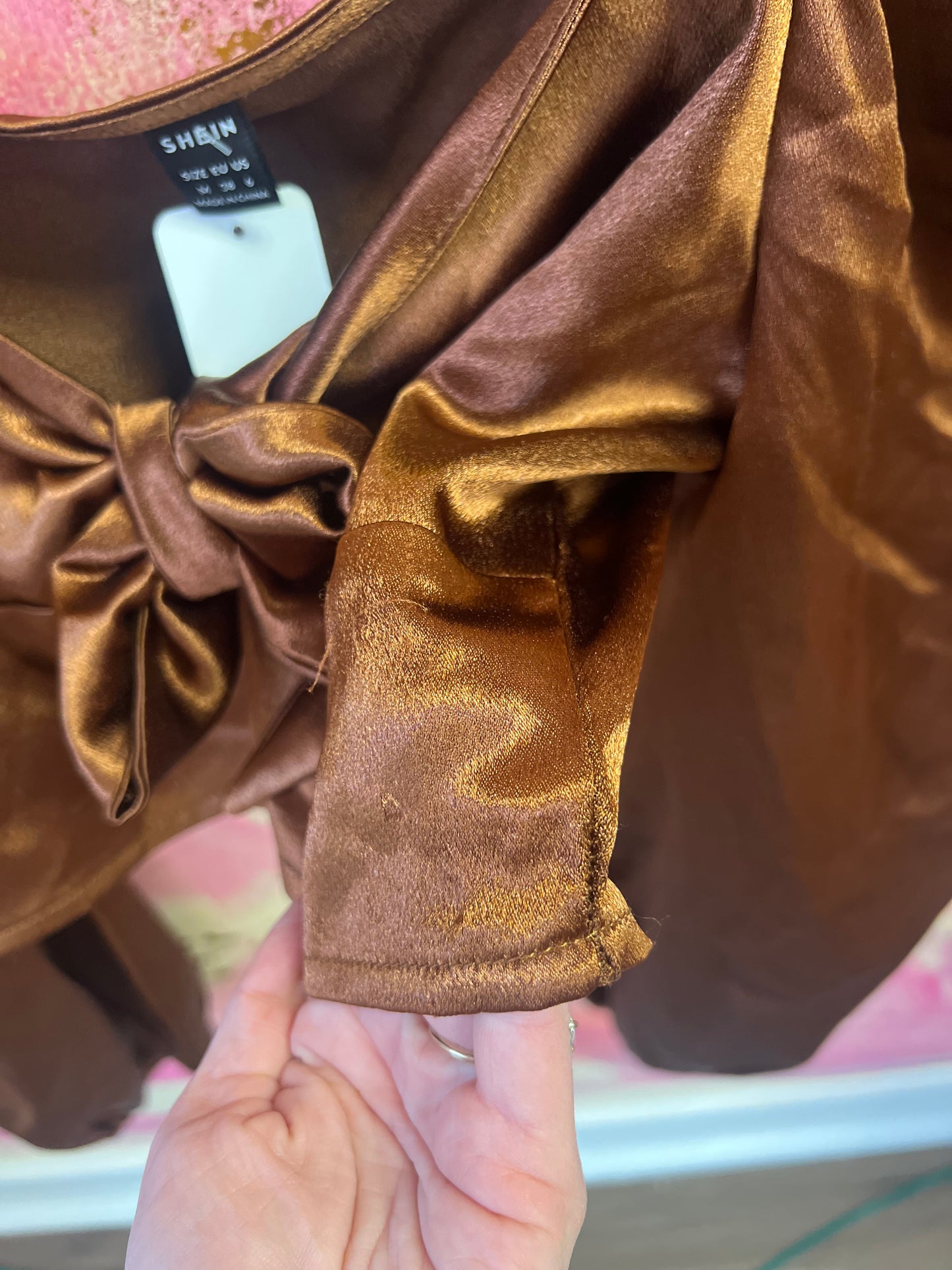 (MEDIUM) Brown Metallic Crop Top