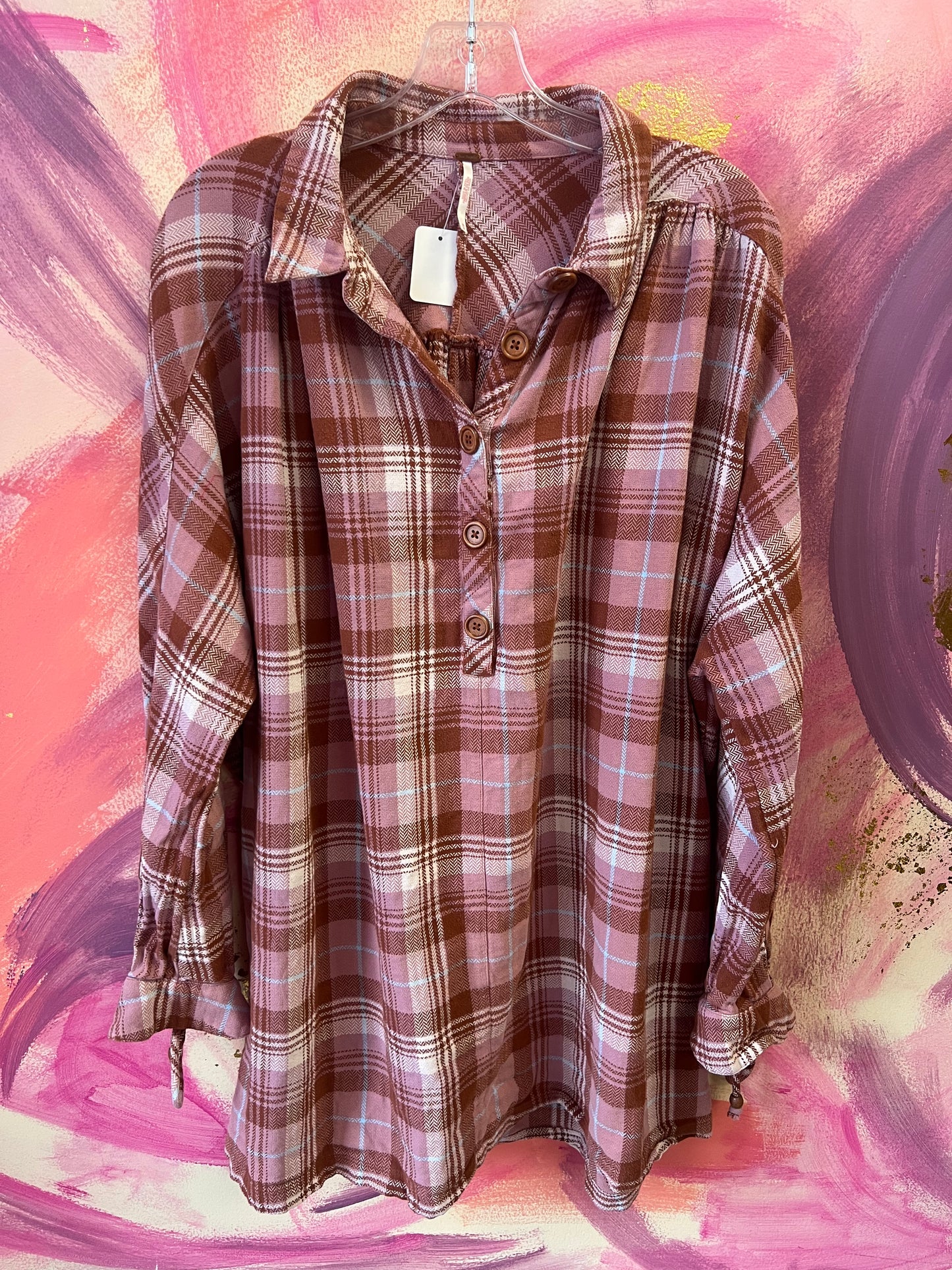(Medium) Free People Flannel Oversized Tunic