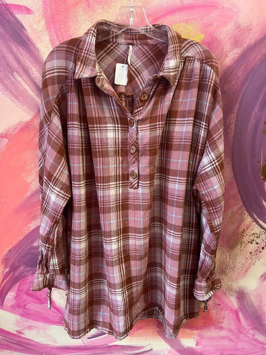 (Medium) Free People Flannel Oversized Tunic