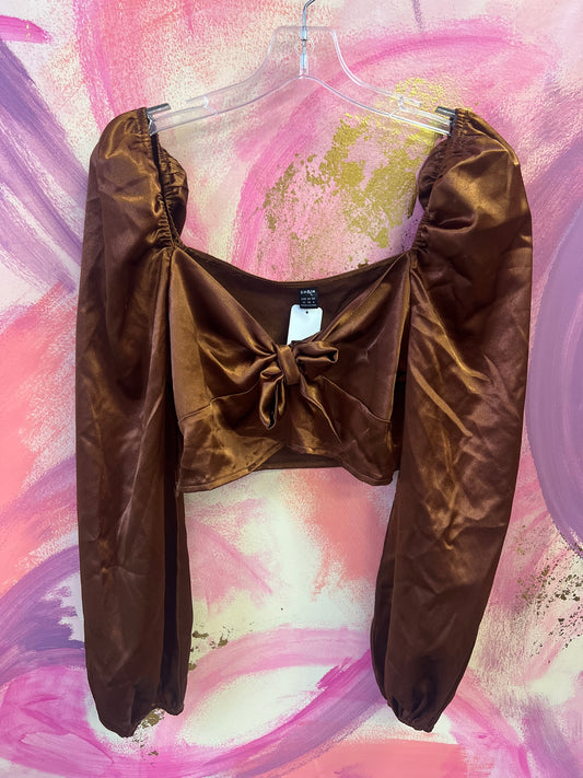 (MEDIUM) Brown Metallic Crop Top