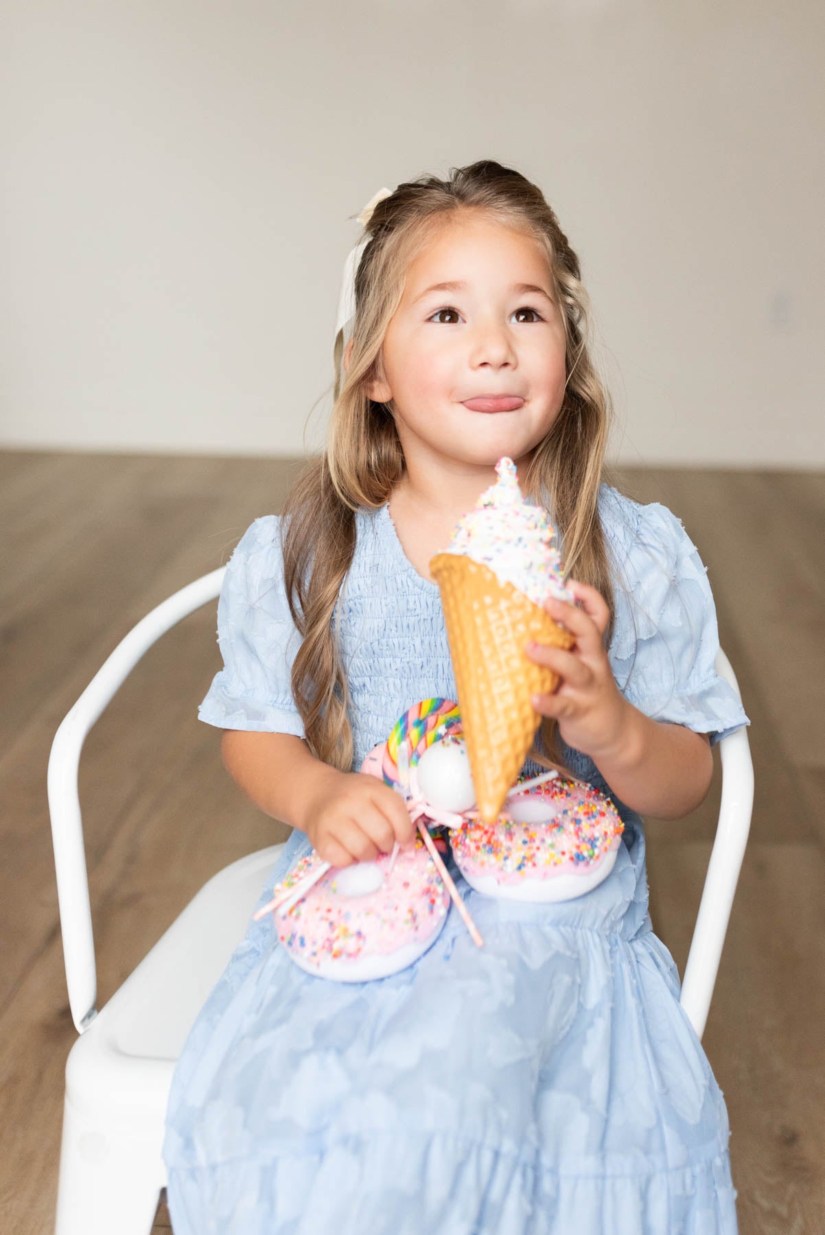 Audra Blue Floral Tiered Little Girl Dress