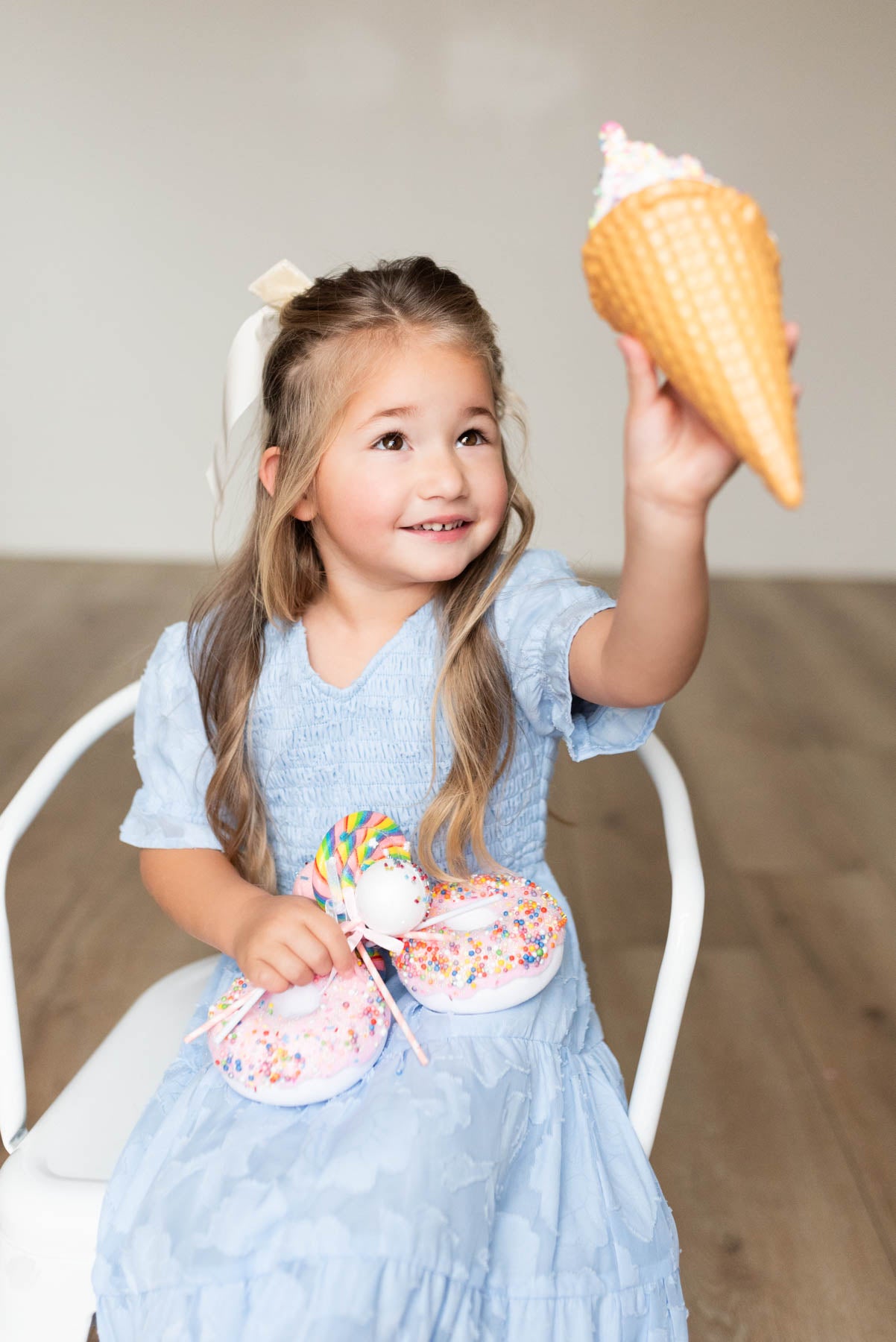 Audra Blue Floral Tiered Little Girl Dress