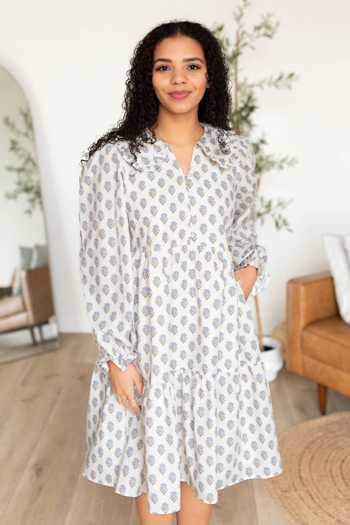 Blue floral dress