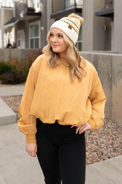 Long sleeve mustard parachute blouse