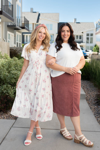 Trudi Dusty Rose Corduroy Skirt