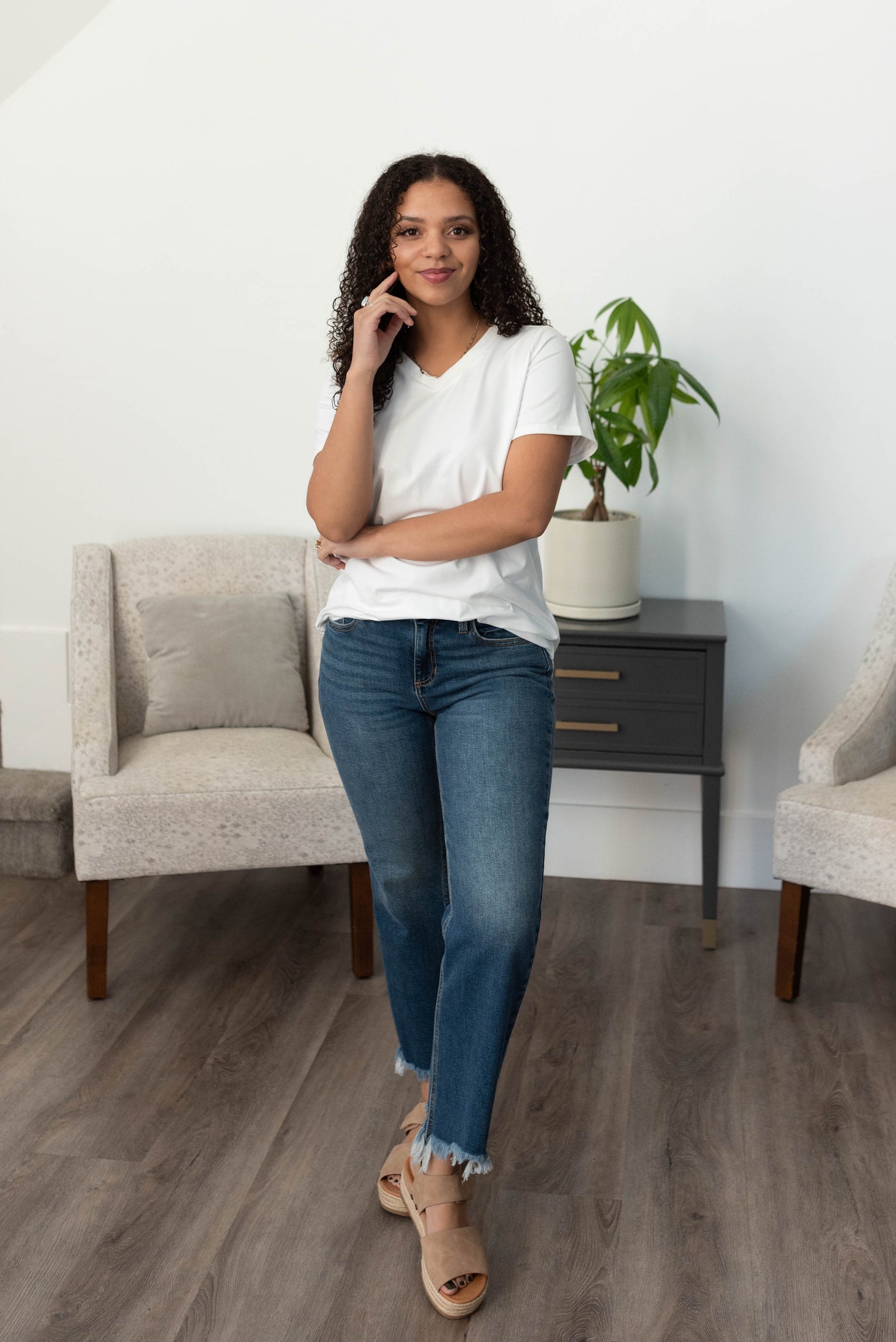 The Classic White V-Neck Top