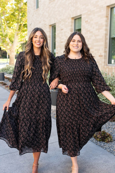 Paisley Black Pink Flower Dress