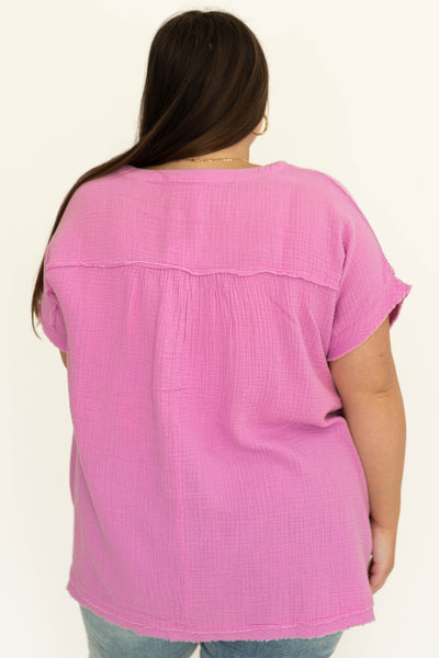 Plus size lavender gauze top