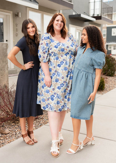 Chantel Navy Ribbed T-Shirt Dress