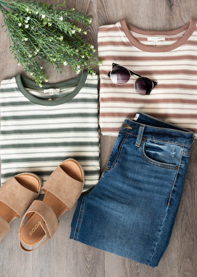 Meghan Taupe Stripe Top