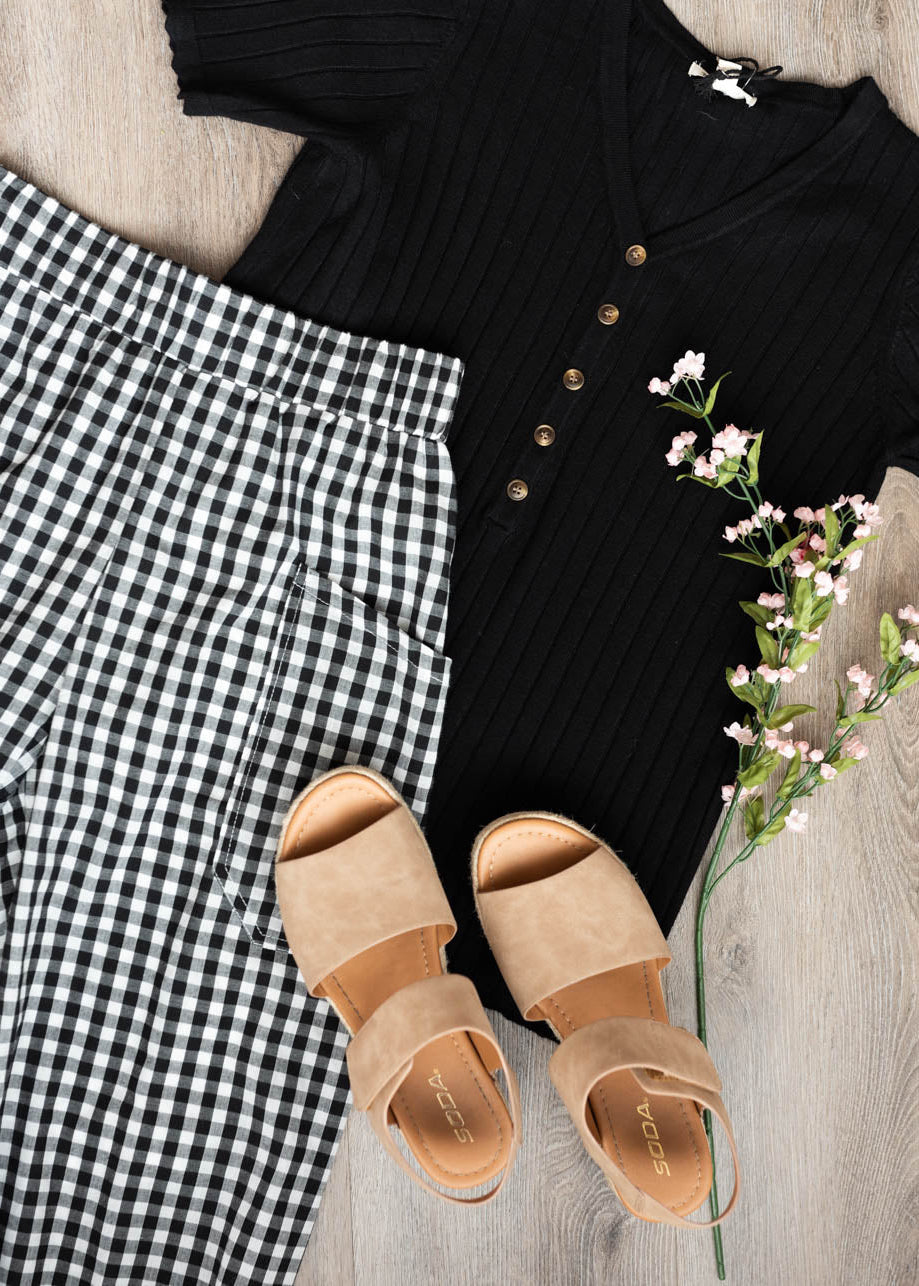 Samantha Black and White Gingham Pants