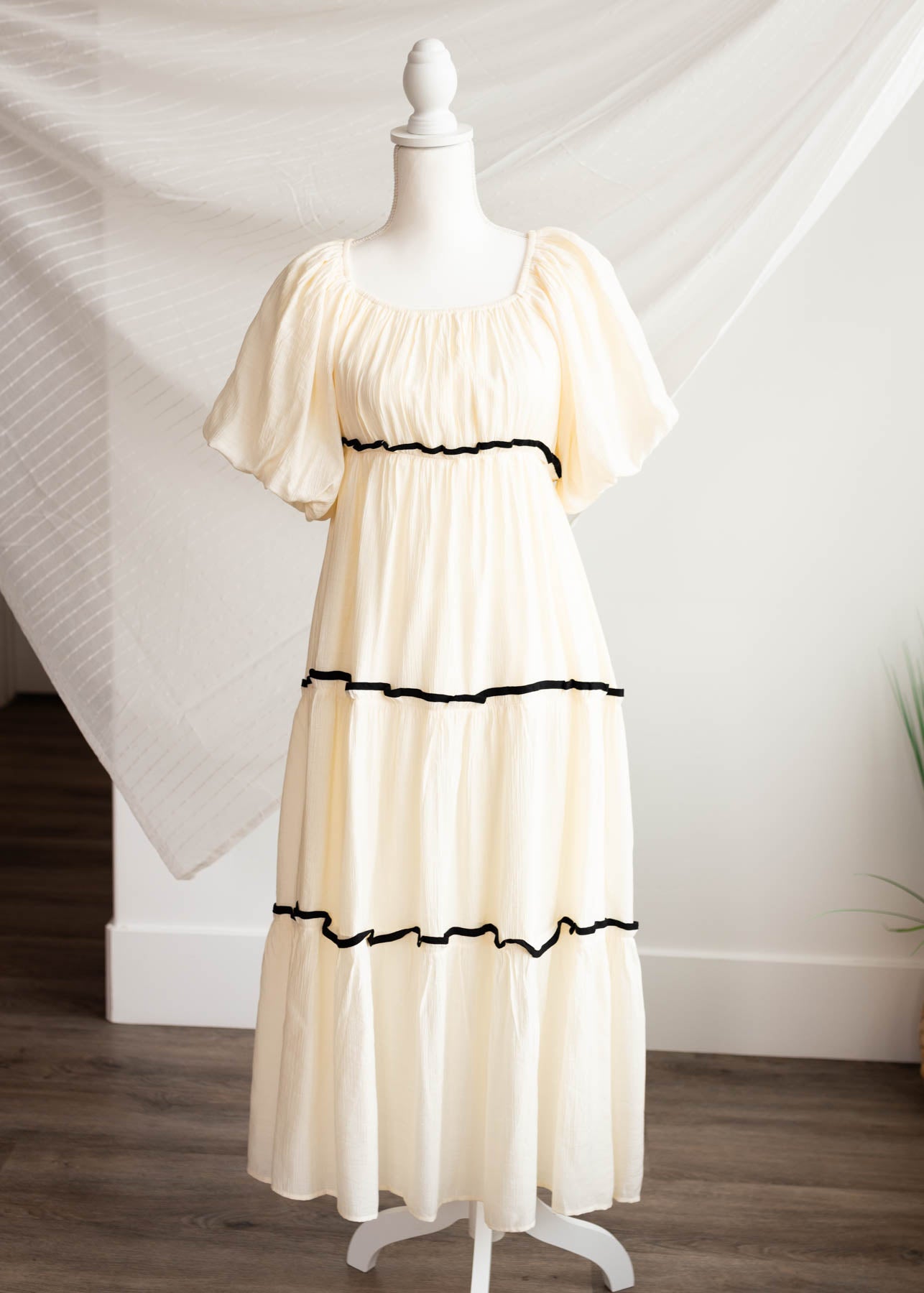 Annika Cream Ruffle Tiered Dress