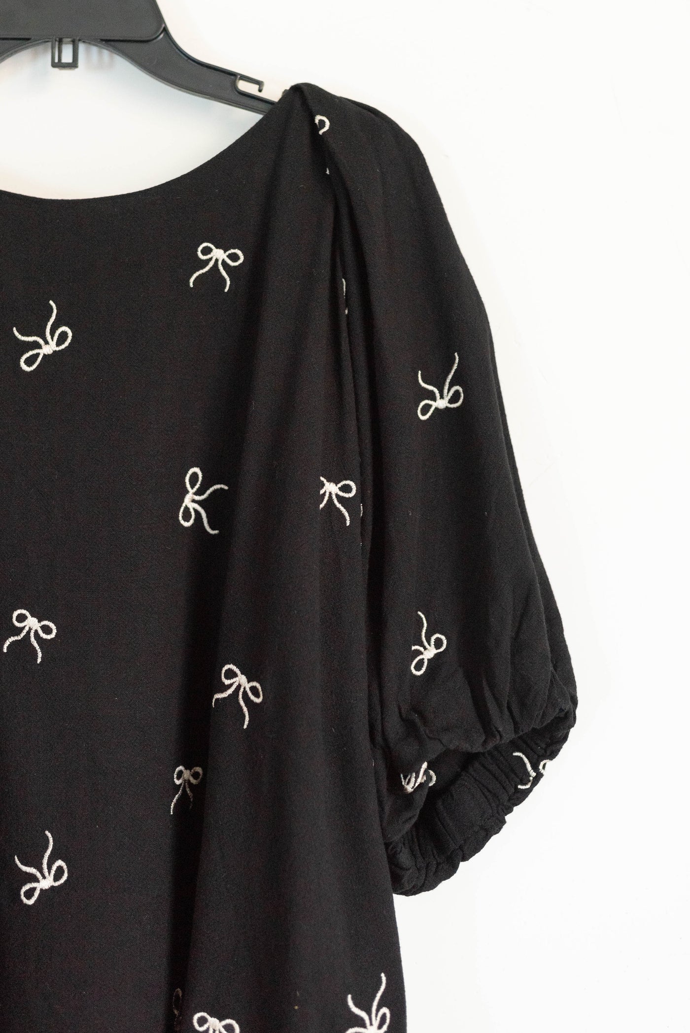 Ashley Black Embroidered Bow Top