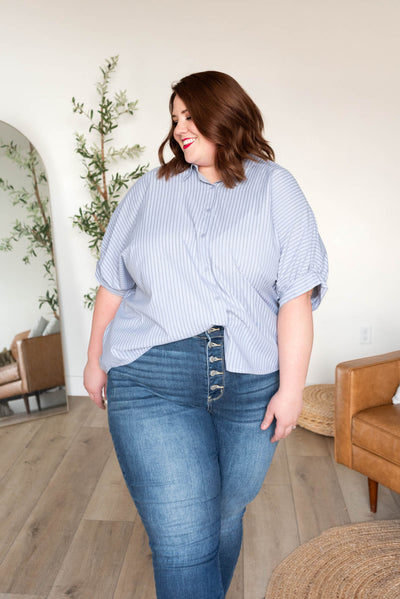 Plus size light blue stripe top